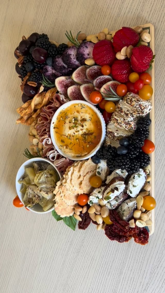 Goat cheese x 4 on an Oregon shaped board